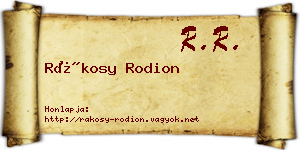 Rákosy Rodion névjegykártya